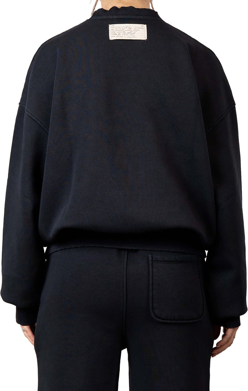 Quotrell Blank Crewneck | Washed Black Zwart