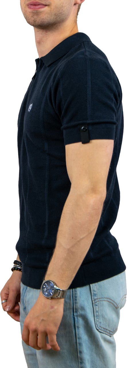 Quotrell Cruz Knitted Polo Blauw