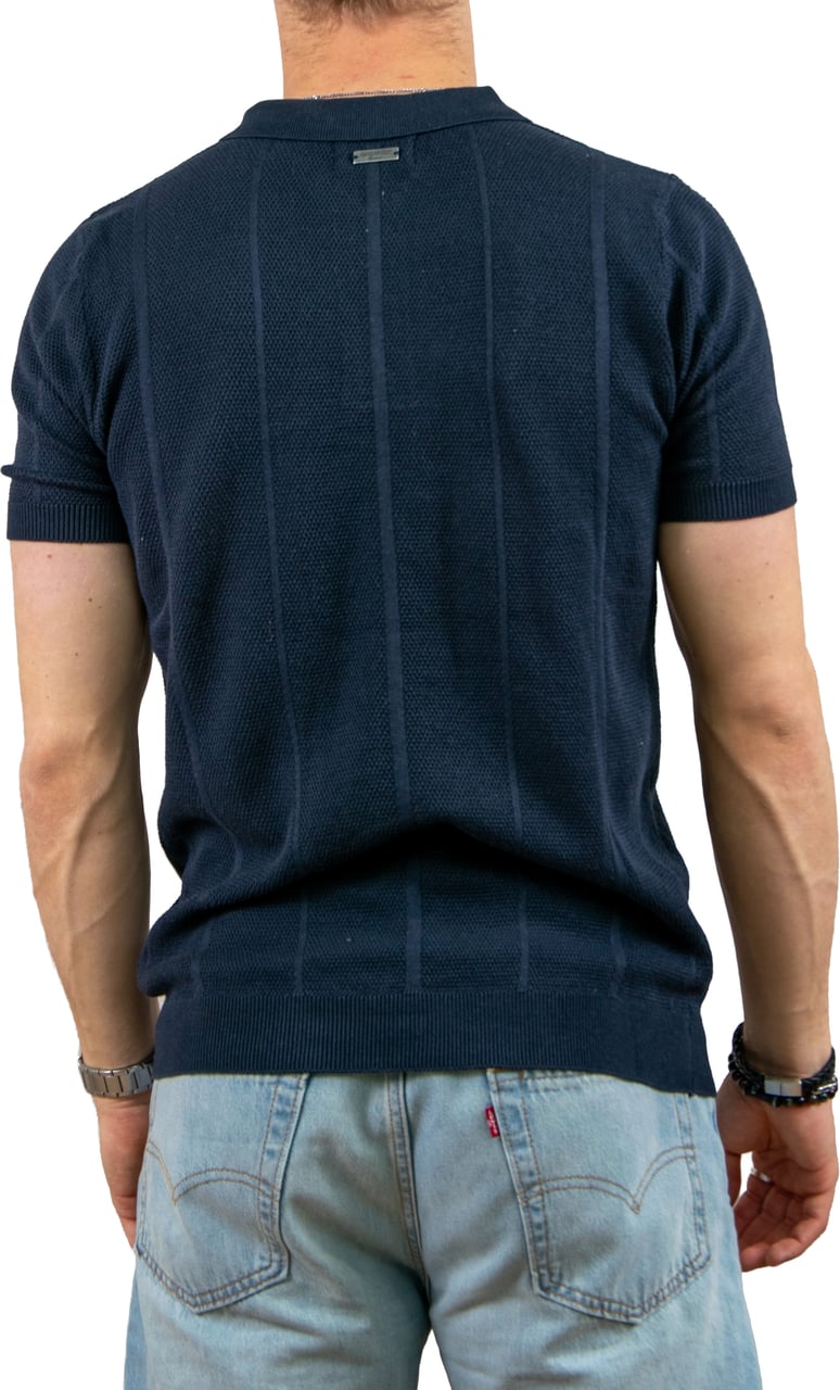 Quotrell Cruz Knitted Polo Blauw