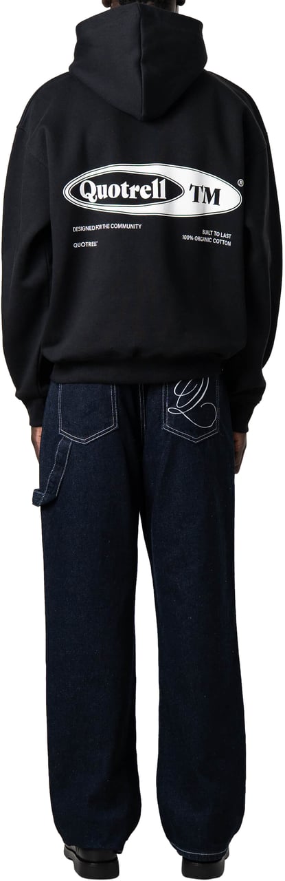 Quotrell Emblem Hoodie | Black/white Zwart