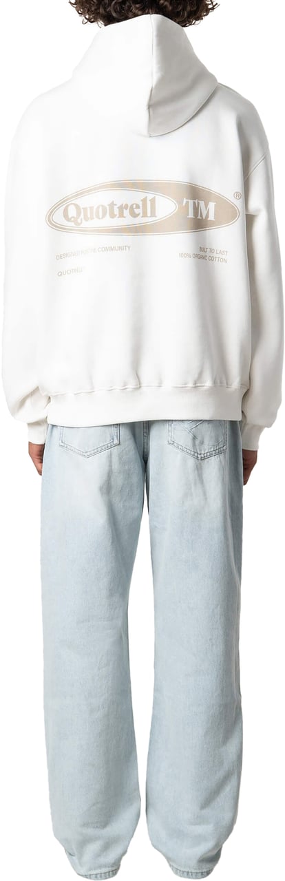 Quotrell Emblem Hoodie | Ecru/taupe Wit