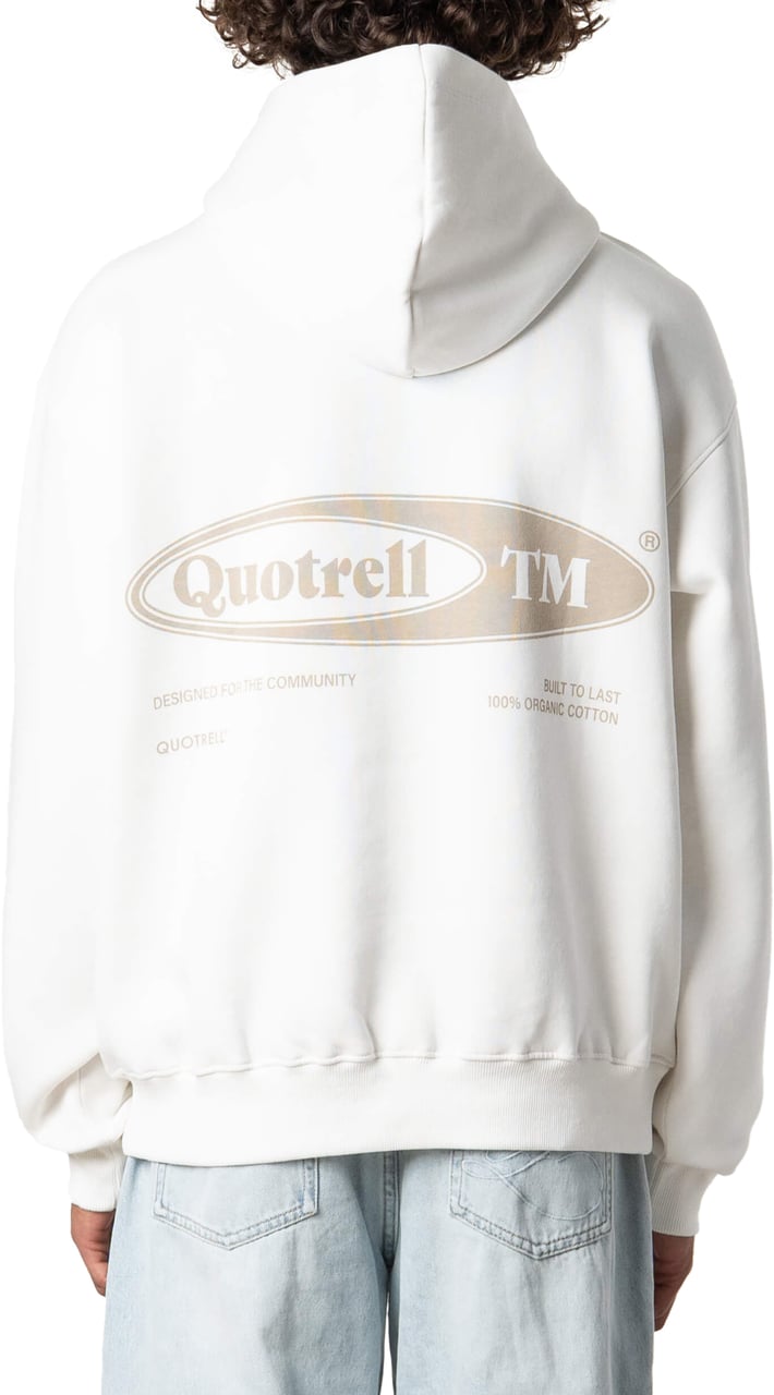 Quotrell Emblem Hoodie | Ecru/taupe Wit