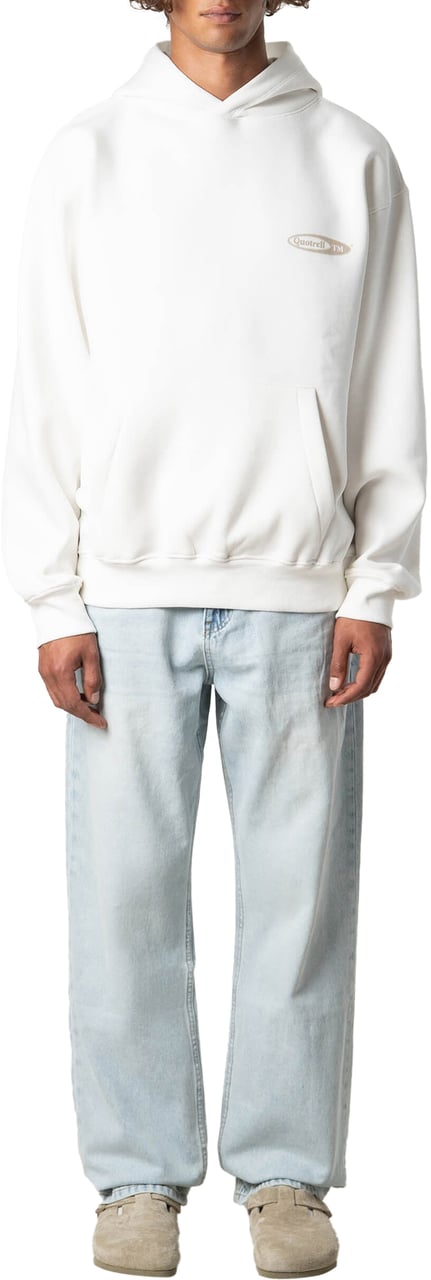 Quotrell Emblem Hoodie | Ecru/taupe Wit