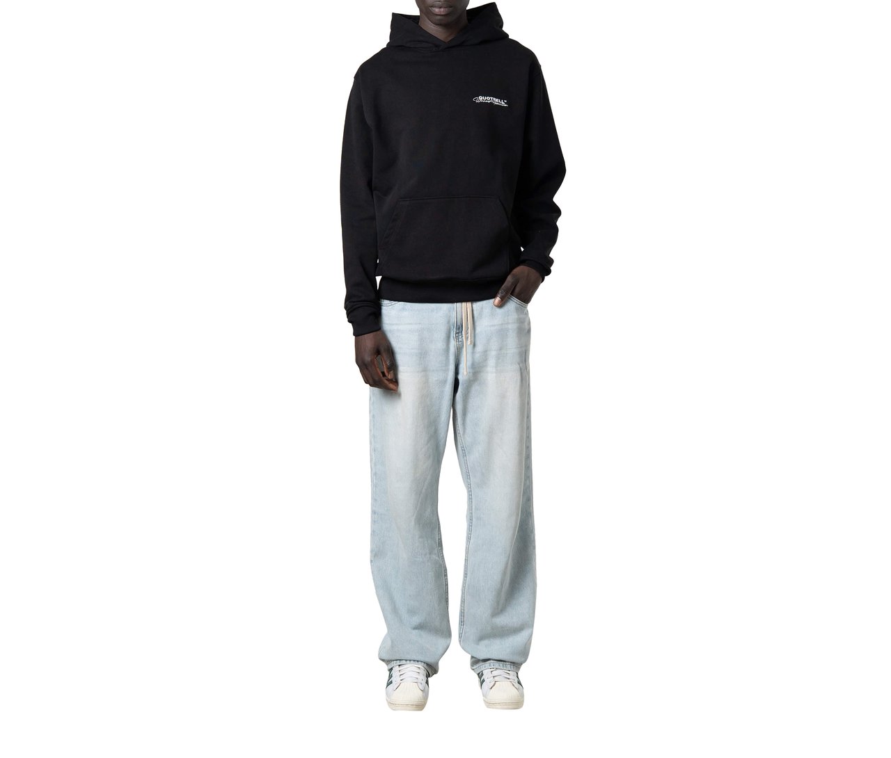 Quotrell Athletics Hoodie | Black/white Zwart