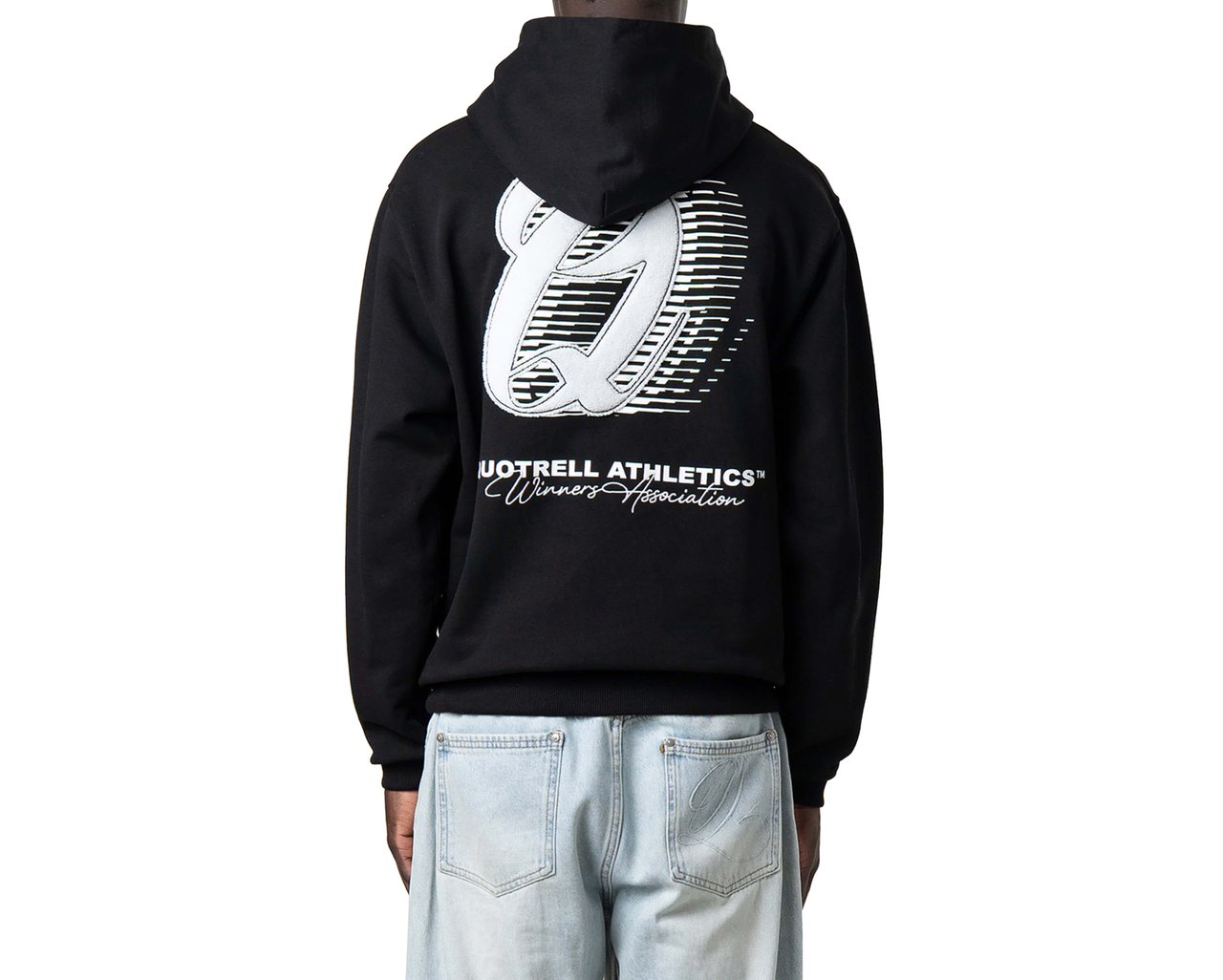 Quotrell Athletics Hoodie | Black/white Zwart