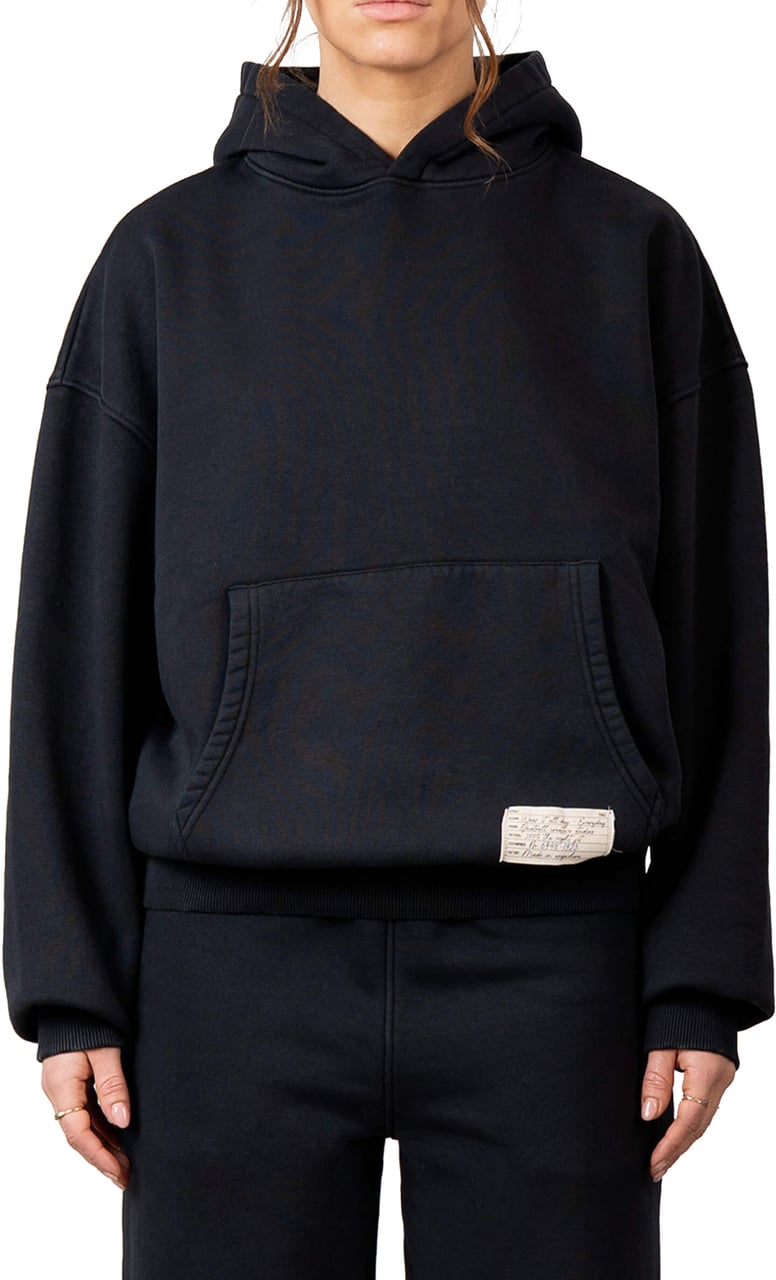 Quotrell Blank Hoodie | Washed Black Zwart