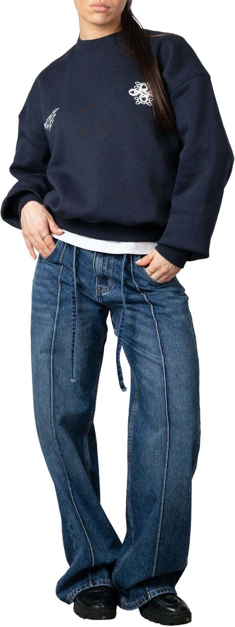 Quotrell Insignia Crewneck | Navy/white Blauw