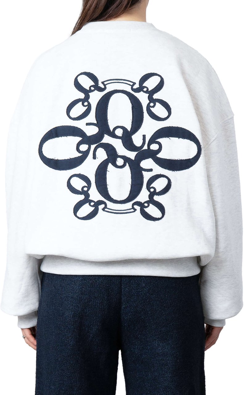 Quotrell Insignia Crewneck | Light Grey Melee/nav Grijs
