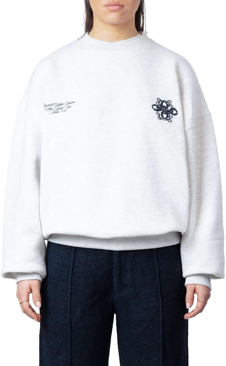 Quotrell Insignia Crewneck | Light Grey Melee/nav Grijs