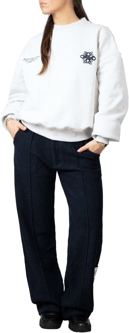 Quotrell Insignia Crewneck | Light Grey Melee/nav Grijs