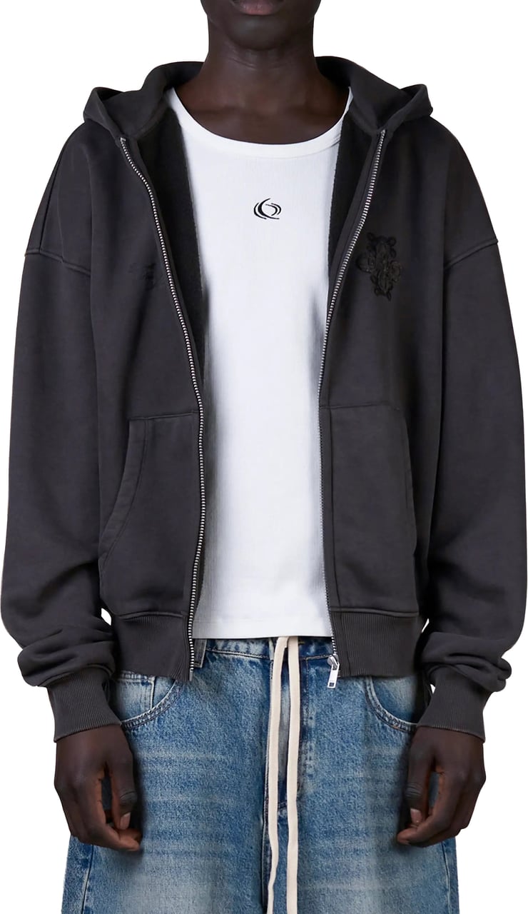 Quotrell Mike Acid Wash Zip Hoodie | Acid Grey Grijs
