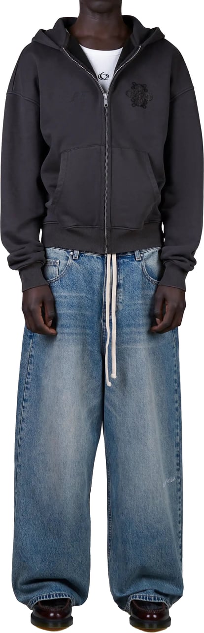 Quotrell Mike Acid Wash Zip Hoodie | Acid Grey Grijs