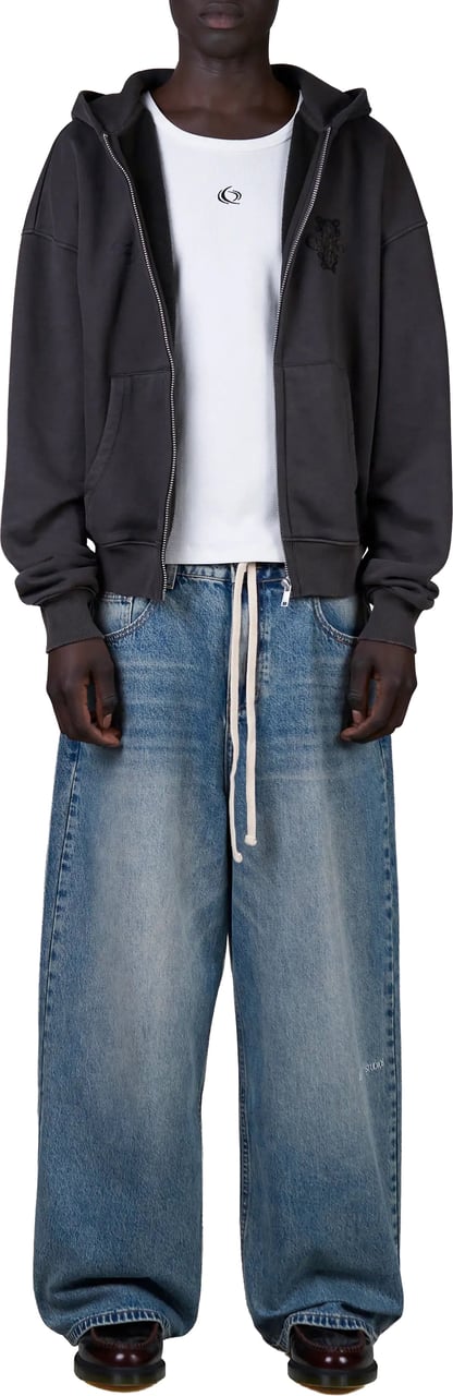 Quotrell Mike Acid Wash Zip Hoodie | Acid Grey Grijs