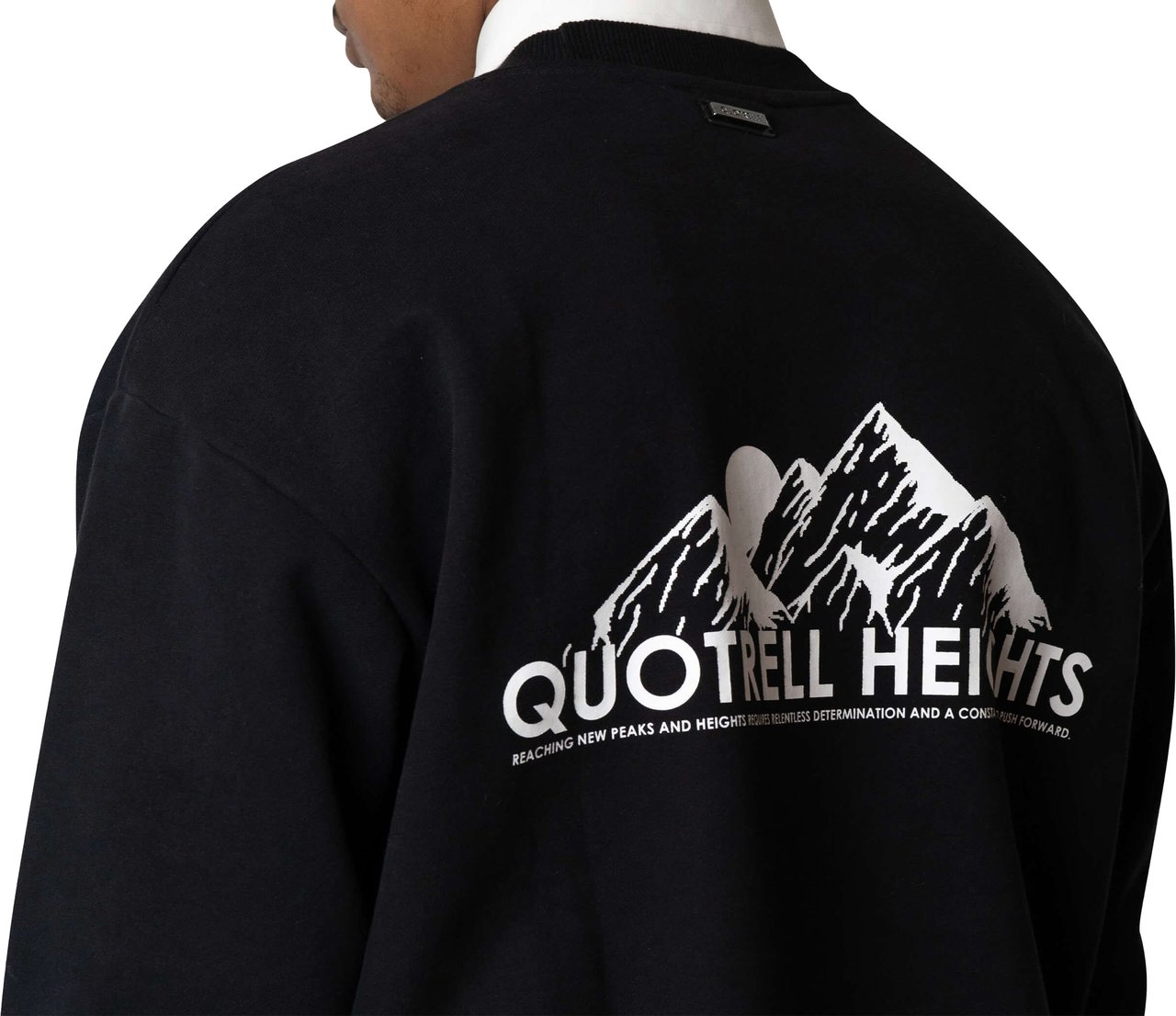 Quotrell Heights Crewneck | Black/white Zwart