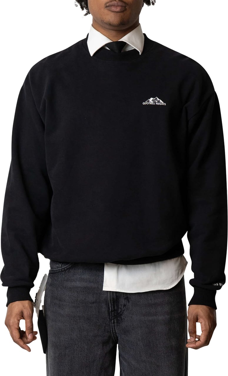 Quotrell Heights Crewneck | Black/white Zwart