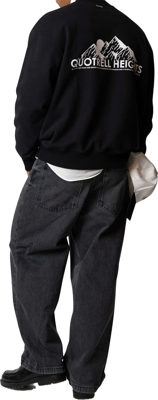 Quotrell Heights Crewneck | Black/white Zwart