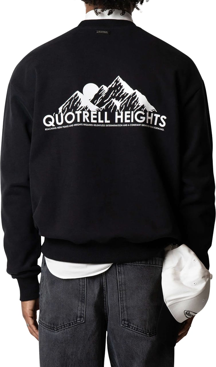 Quotrell Heights Crewneck | Black/white Zwart