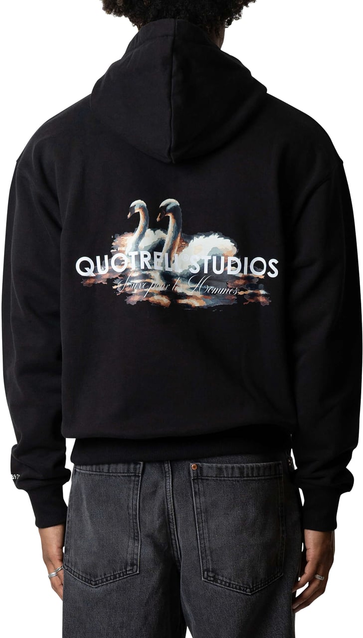Quotrell Swan Hoodie | Black/white Zwart