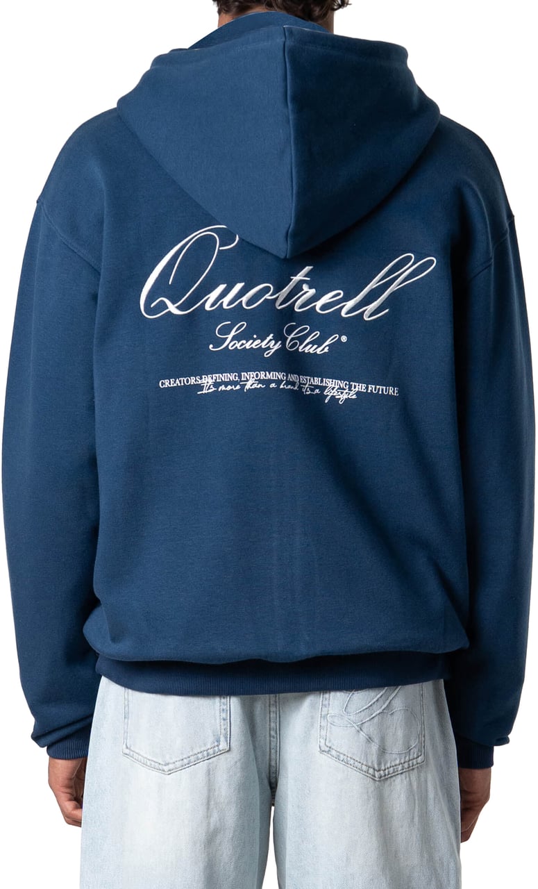 Quotrell Creators Zip Hoodie | Navy/white Blauw