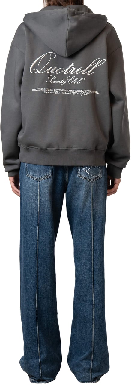 Quotrell Creators Zip Hoodie | Anthracite/white Zwart