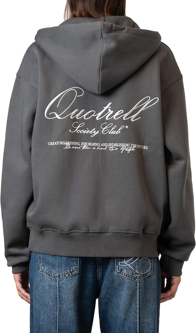 Quotrell Creators Zip Hoodie | Anthracite/white Zwart