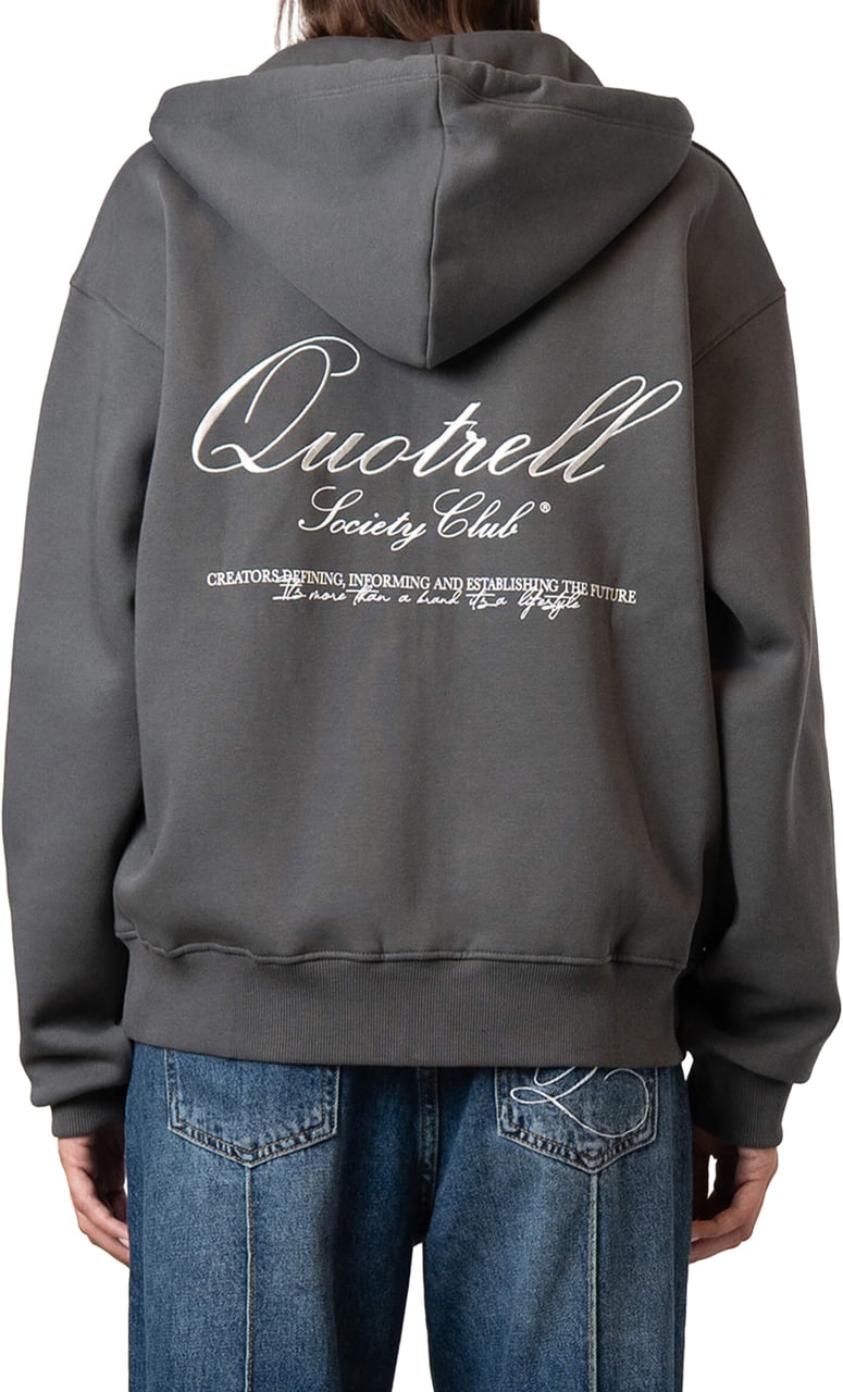 Quotrell Creators Zip Hoodie | Anthracite/white Zwart