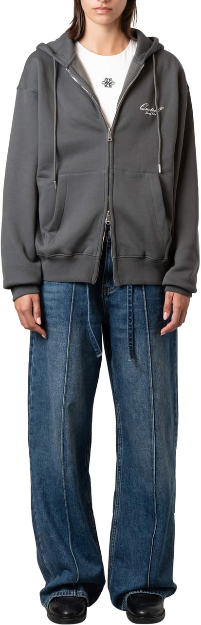 Quotrell Creators Zip Hoodie | Anthracite/white Zwart