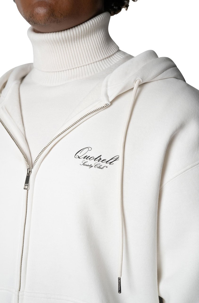 Quotrell Creators Zip Hoodie | Off White/black Wit