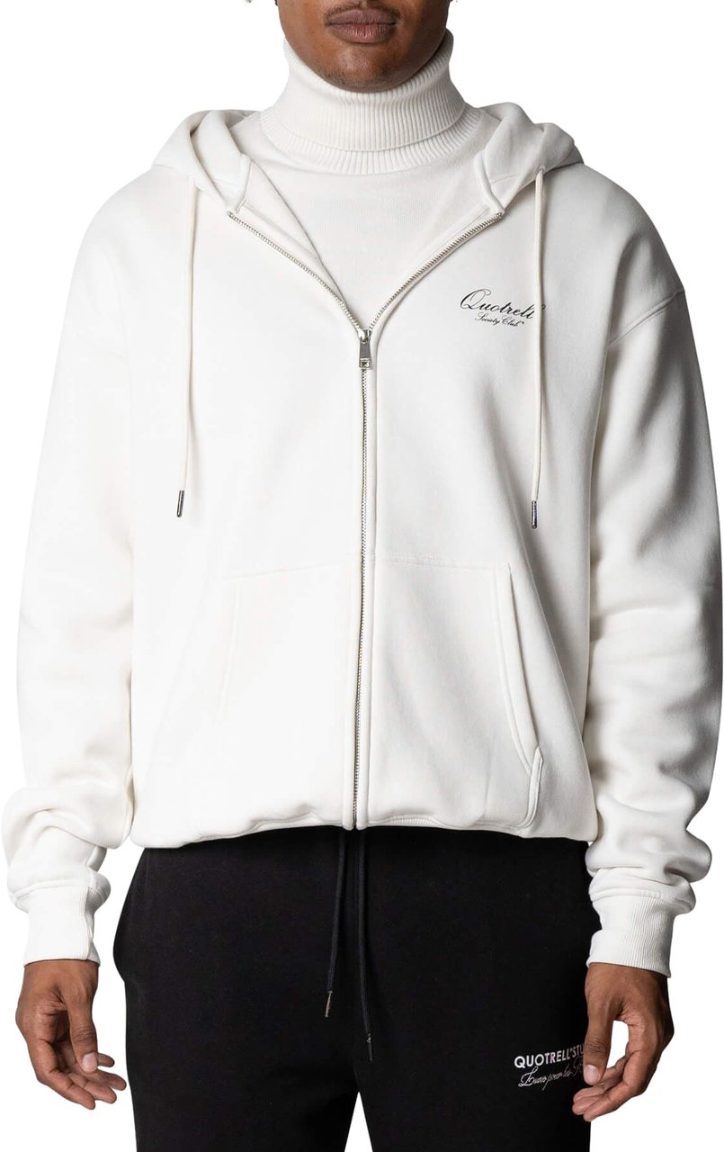 Quotrell Creators Zip Hoodie | Off White/black Wit
