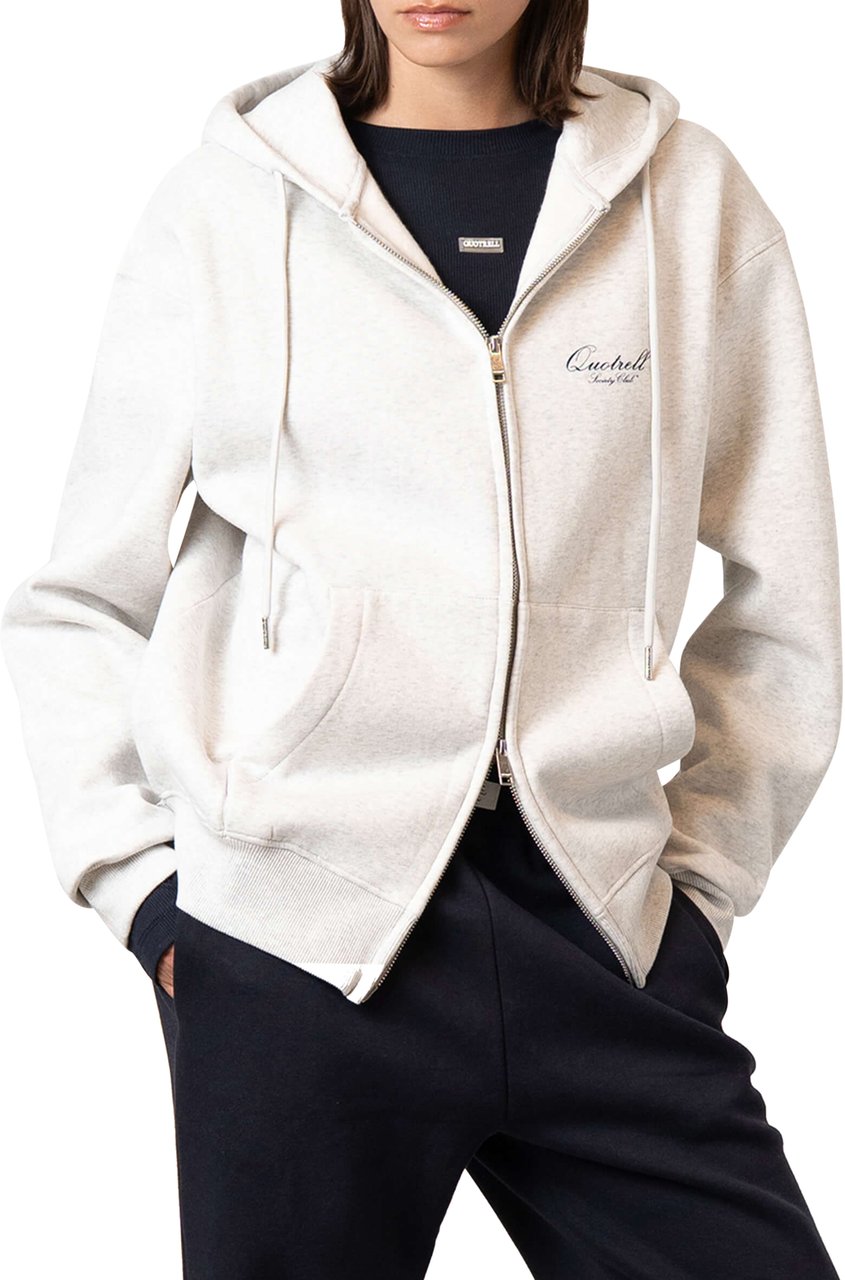 Quotrell Creators Zip Hoodie | Light Grey Melee/blu Grijs