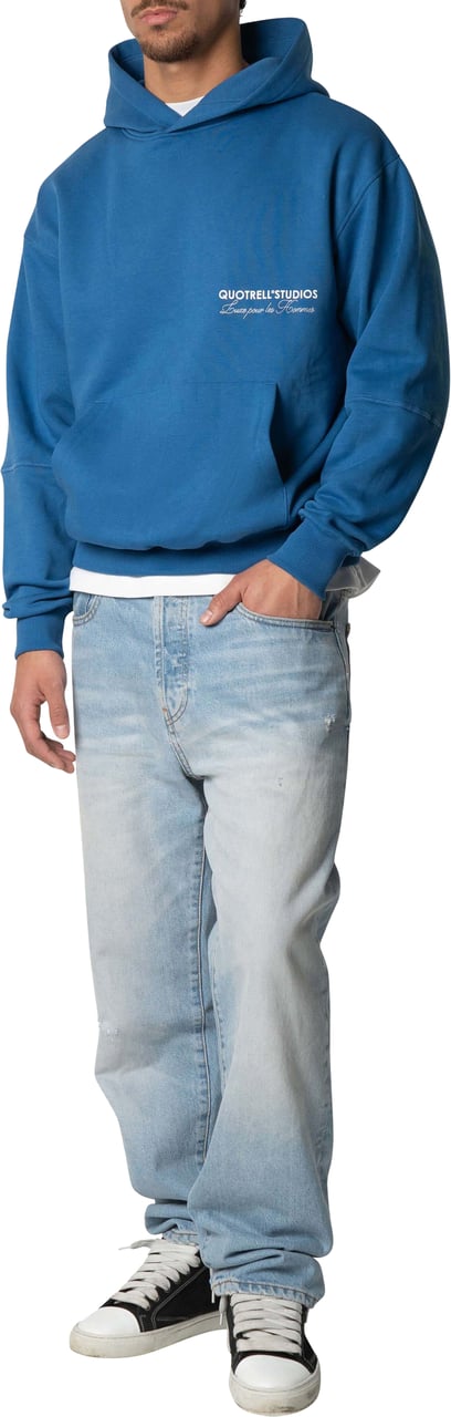 Quotrell Studios Hoodie | Cobalt/white Blauw