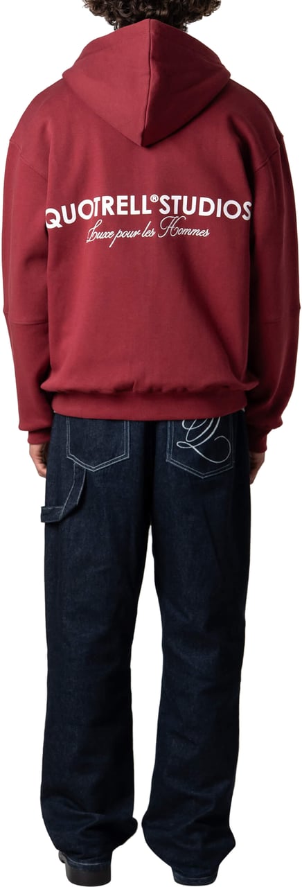Quotrell Studios Zip Hoodie | Bordeaux/white Rood