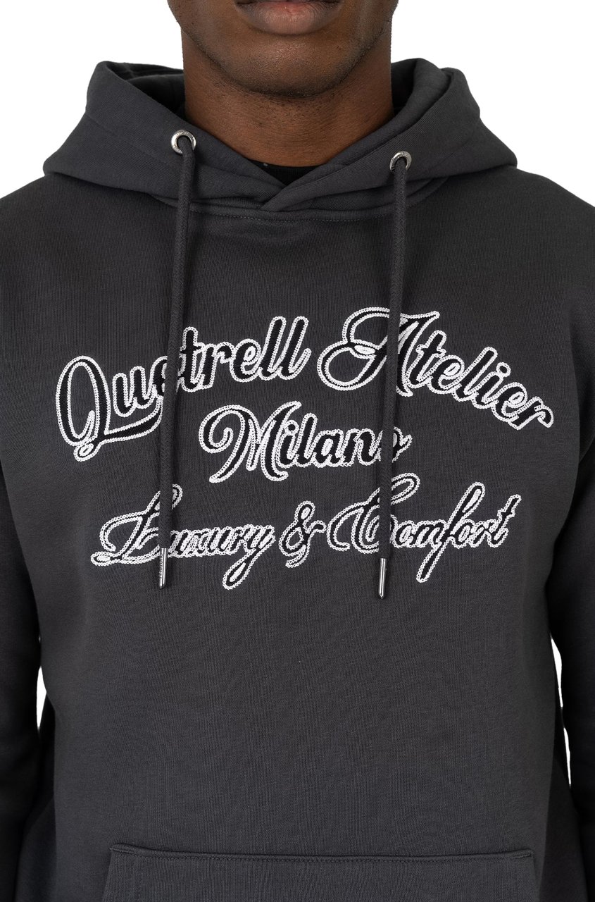Quotrell Atelier Milano Chain Hoodie | Anthracite/white Zwart