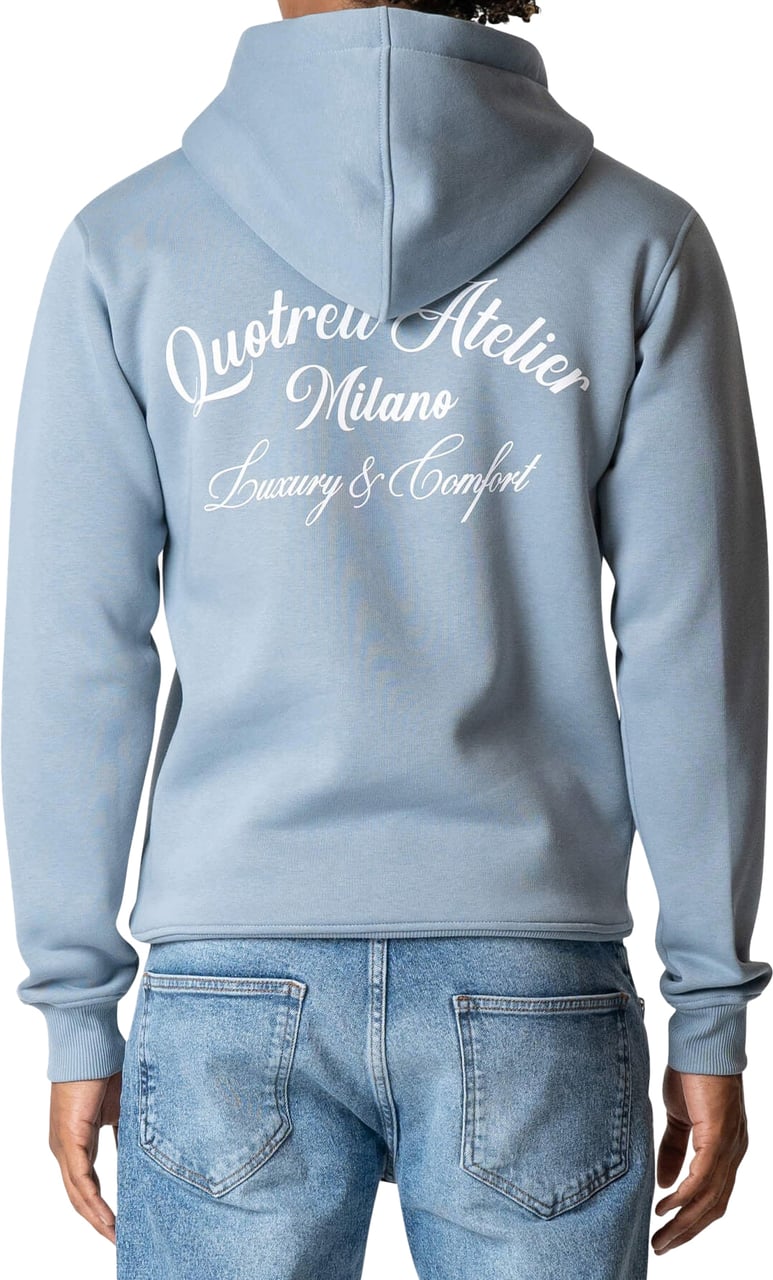 Quotrell Atelier Milano Hoodie | Muted Blue/white Blauw