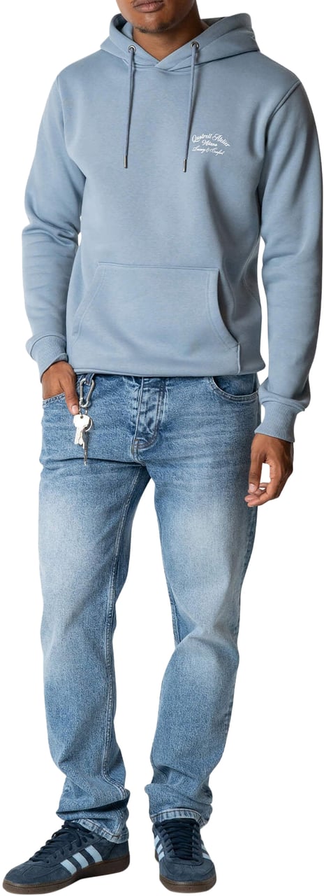 Quotrell Atelier Milano Hoodie | Muted Blue/white Blauw