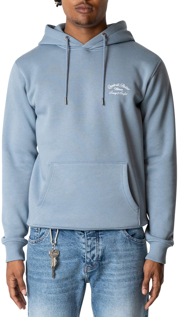 Quotrell Atelier Milano Hoodie | Muted Blue/white Blauw