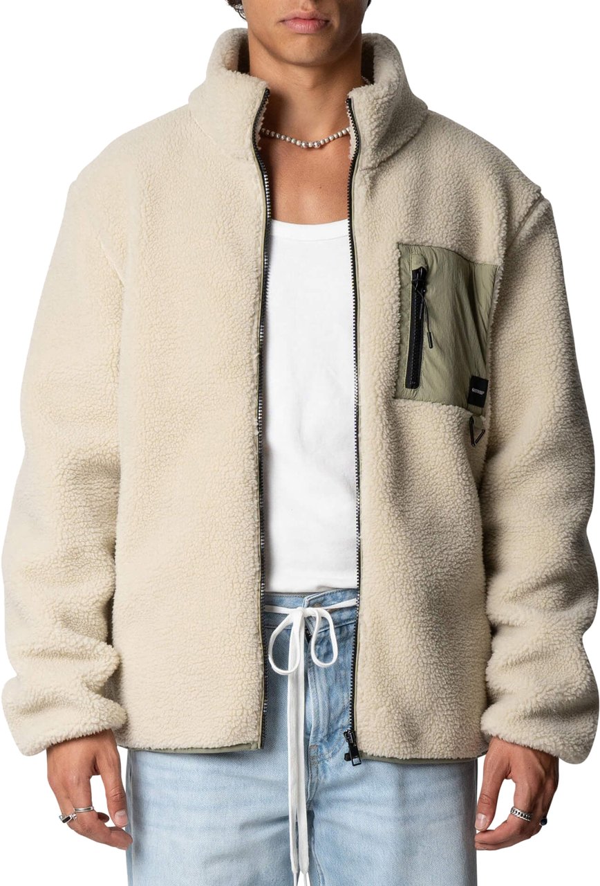 Quotrell Montagne Zip Jacket | Off White/faded Oliv Wit