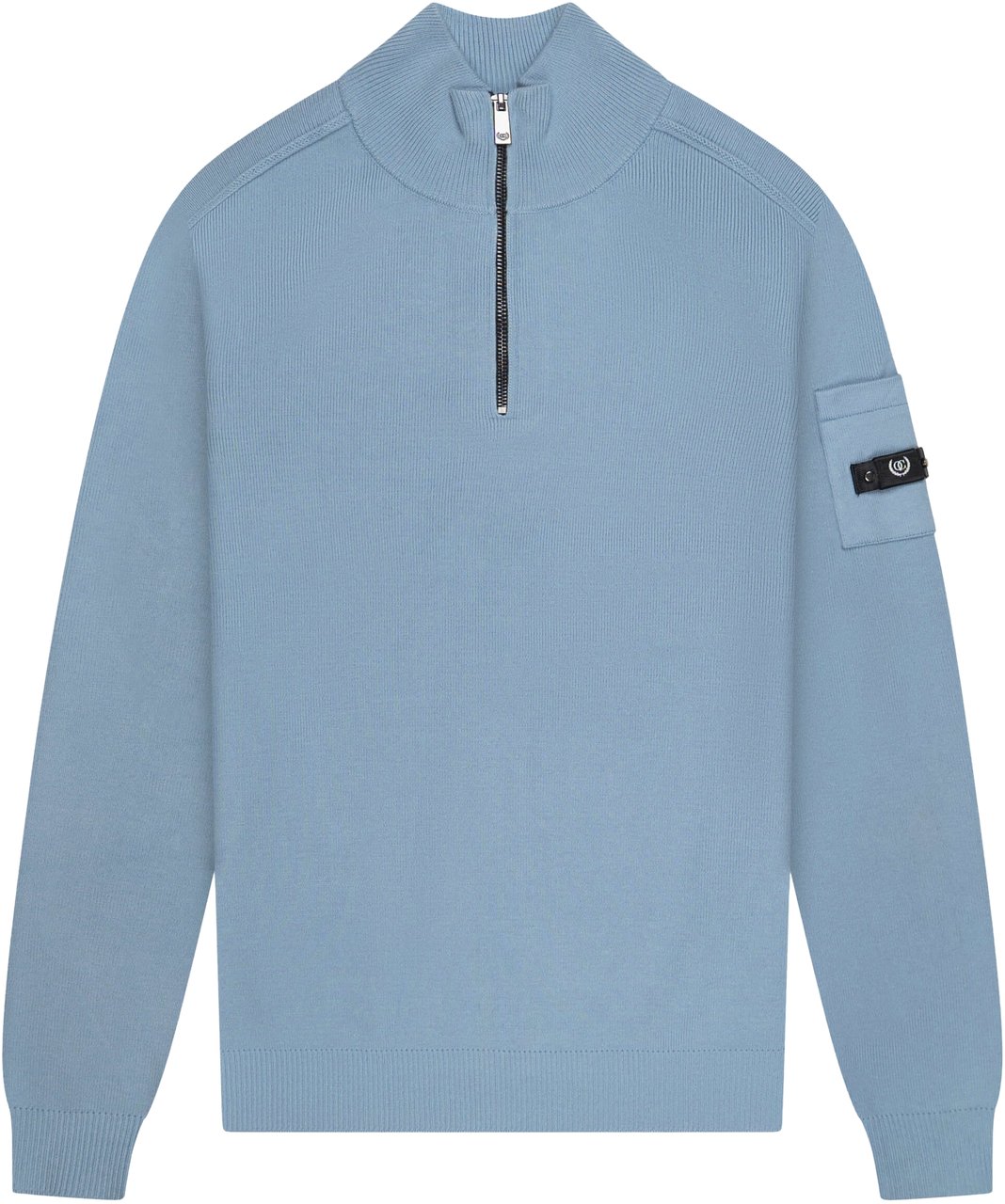 Quotrell Palace Knitted Halfzip | Muted Blue Blauw