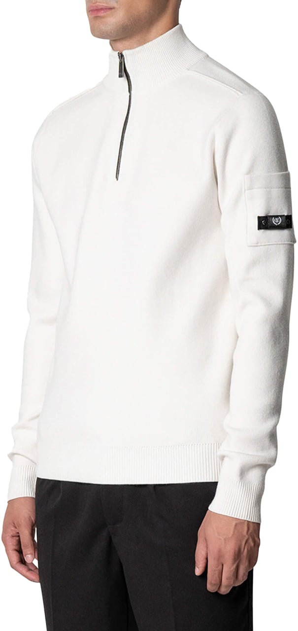 Quotrell Palace Knitted Halfzip | Ecru Beige
