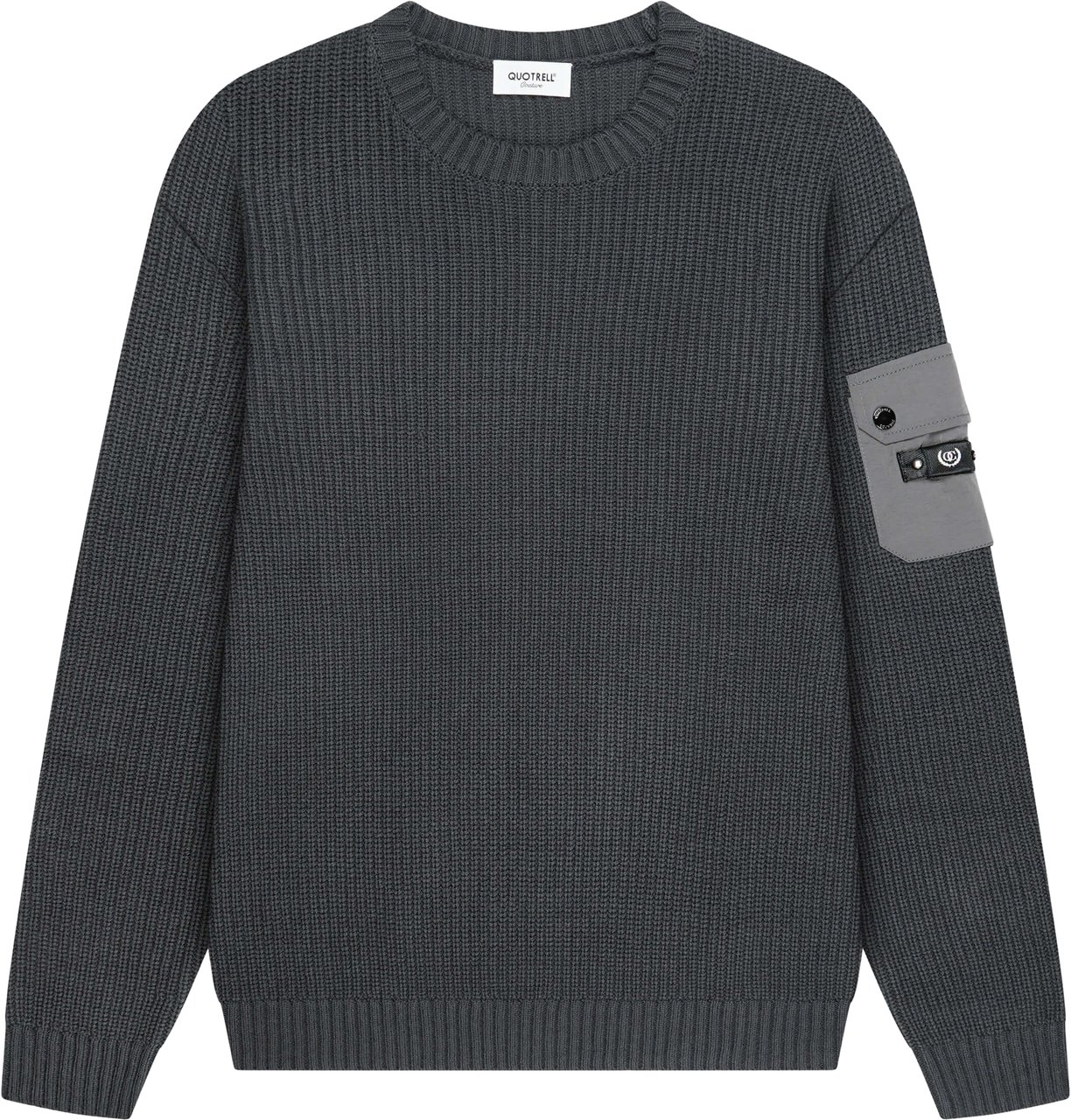 Quotrell Falcon Knitted Sweater | Dark Grey Melee Grijs