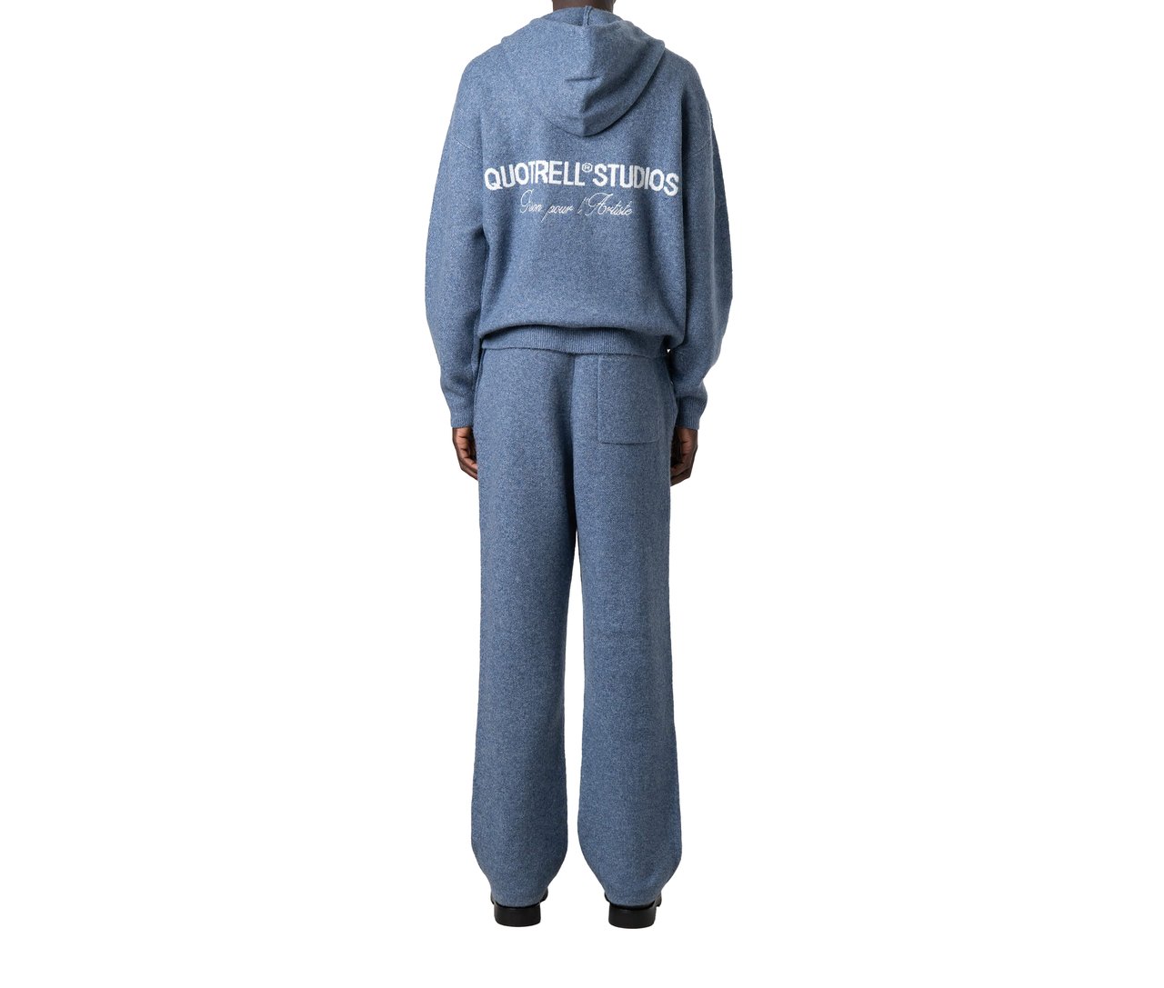 Quotrell Calvin Knitted Zip Hoodie | Denim Blue Blauw