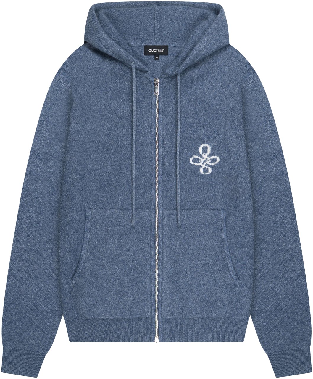 Quotrell Calvin Knitted Zip Hoodie | Denim Blue Blauw