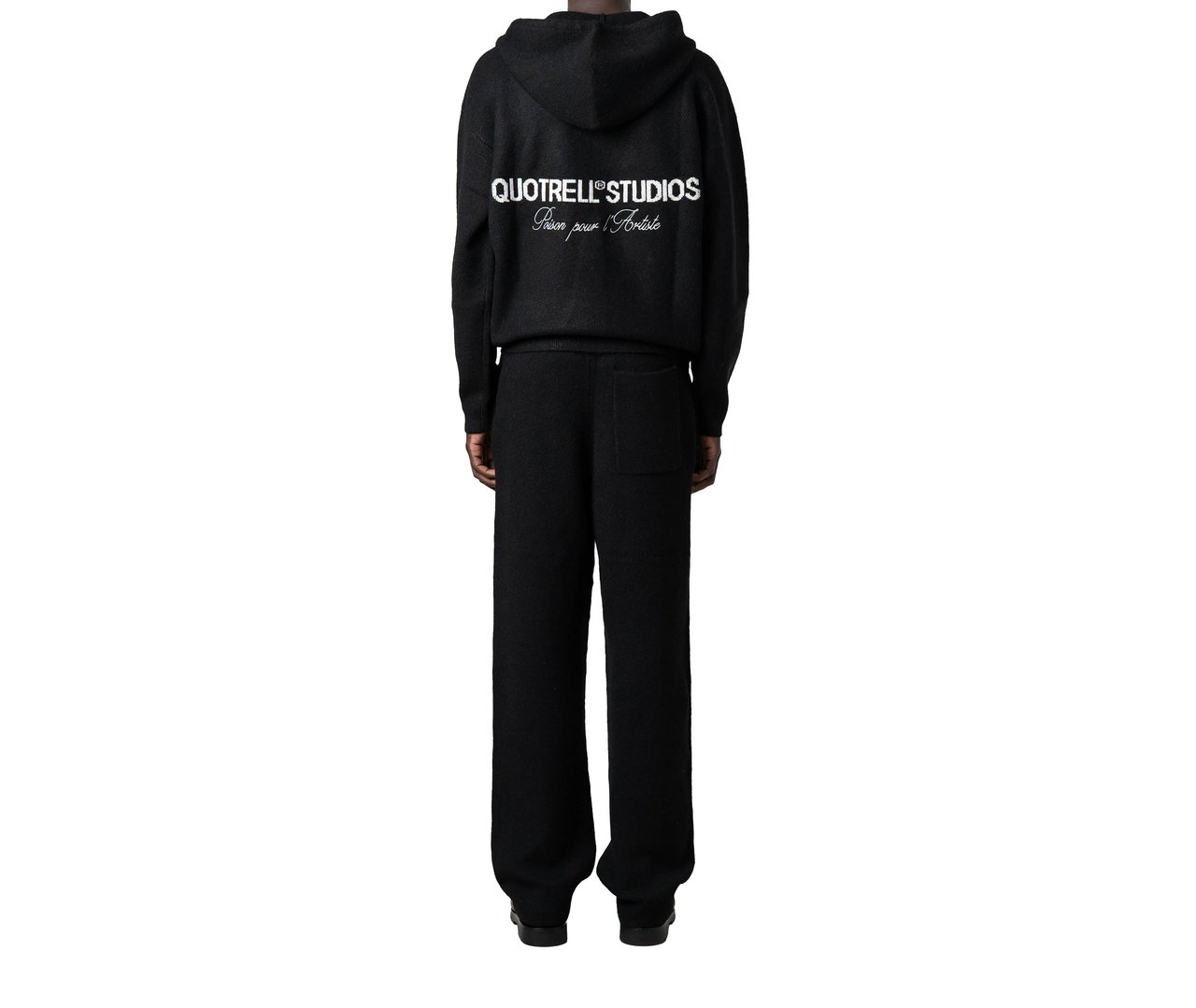 Quotrell Calvin Knitted Zip Hoodie | Black/white Zwart