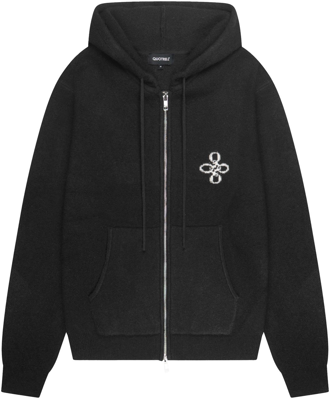 Quotrell Calvin Knitted Zip Hoodie | Black/white Zwart