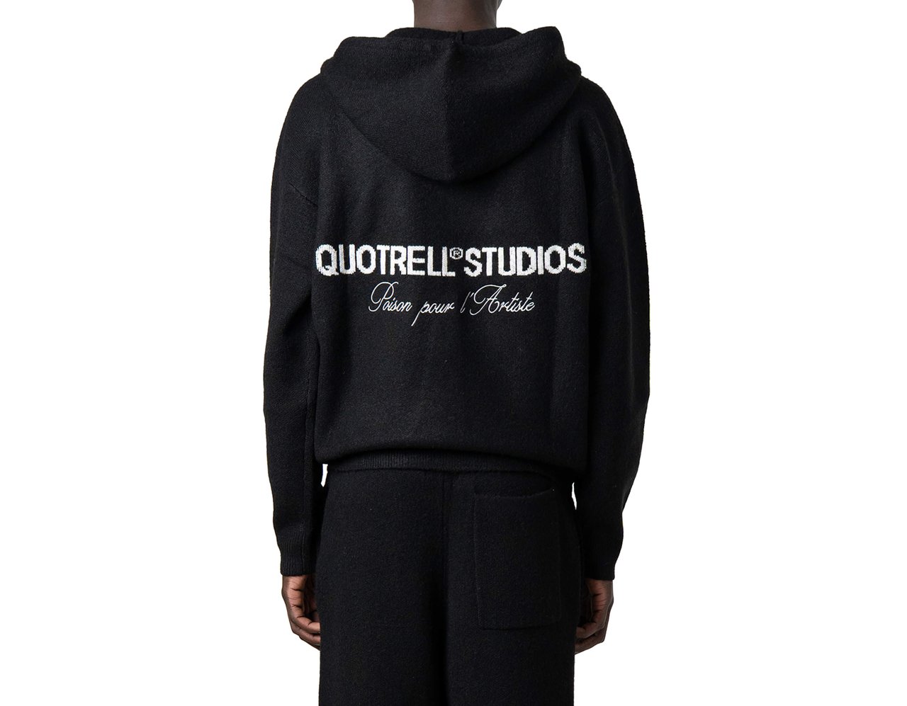 Quotrell Calvin Knitted Zip Hoodie | Black/white Zwart