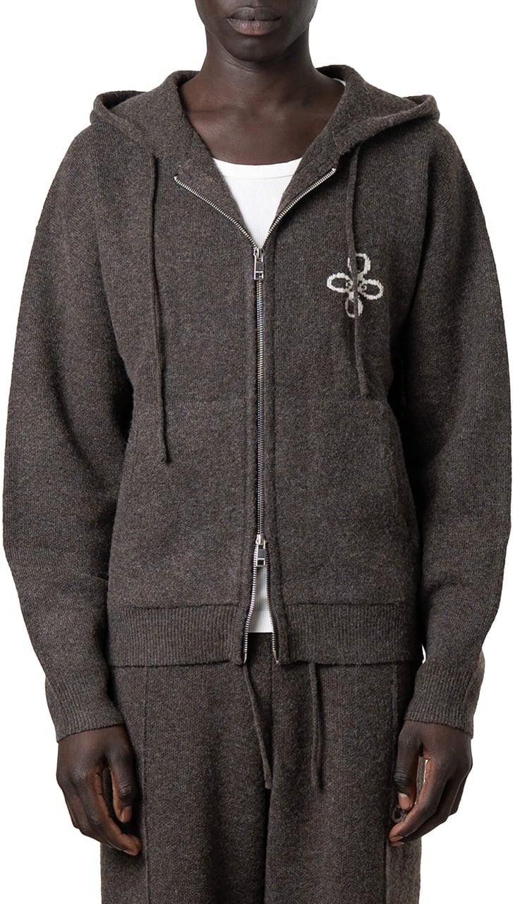 Quotrell Calvin Knitted Zip Hoodie | Brown Melee Bruin