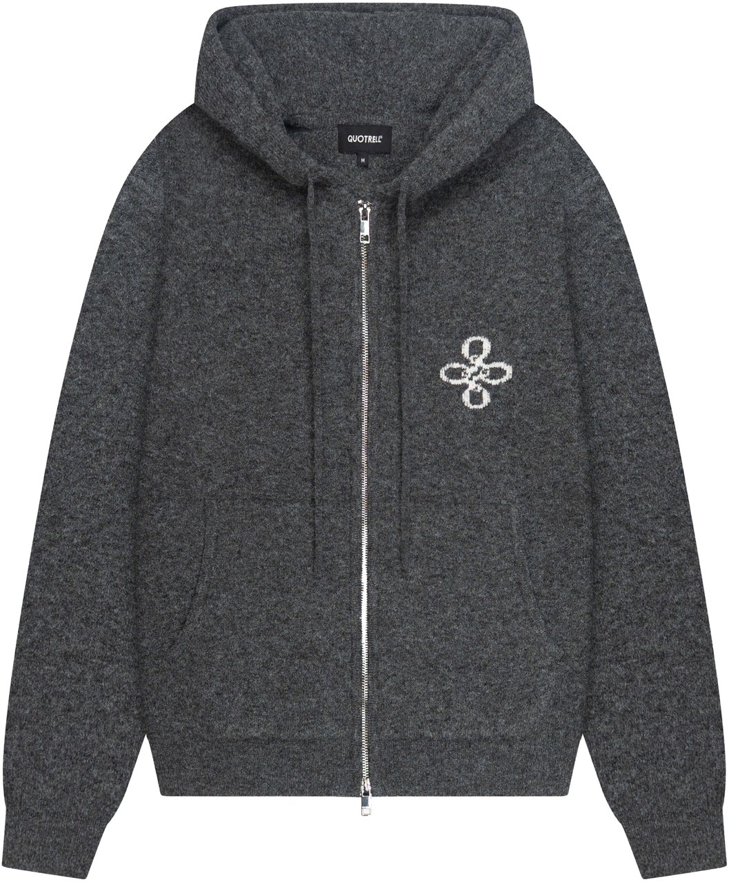 Quotrell Calvin Knitted Zip Hoodie | Grey Melee Grijs