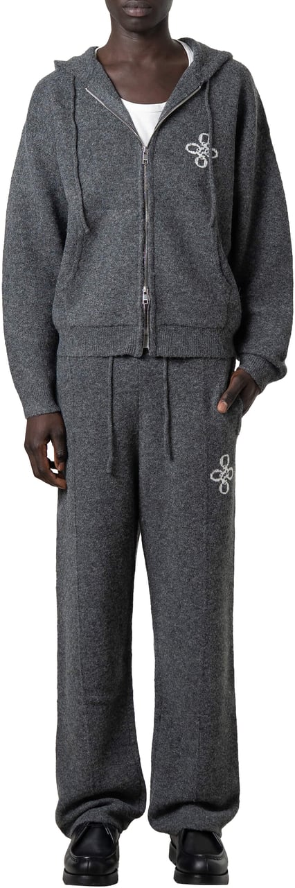 Quotrell Calvin Knitted Zip Hoodie | Grey Melee Grijs