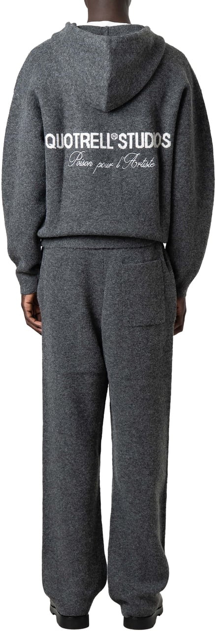 Quotrell Calvin Knitted Zip Hoodie | Grey Melee Grijs