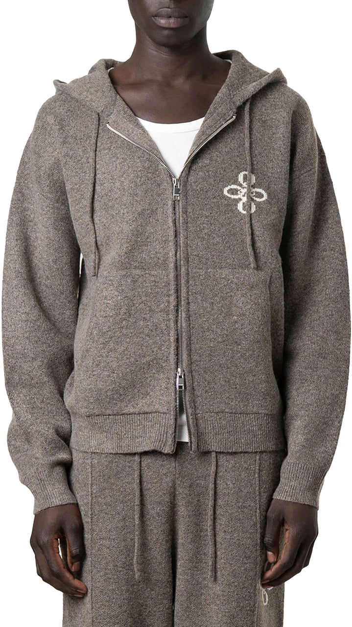 Quotrell Calvin Knitted Zip Hoodie | Taupe Taupe